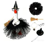 Desk Goose Outfits 7 Inches Funny Witch Hat Necklace Broom Decoration