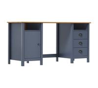 Desk Grey Solid Pine 150x50x74 cm Rustic Writing Table 3 Drawers 2 Compartments