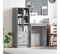 Desk Grey Sonoma 105.5x34x127cm Engineered Wood Compact Desk Unit with 2 Drawers