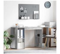 Desk Grey Sonoma 130x50.5x75cm Engineered Wood 2 Shelves Modern Office Home Desk