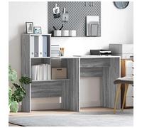 Desk Grey Sonoma 131.5 x 50 x 106.5 cm Engineered Wood Matte Desk with Shelves -