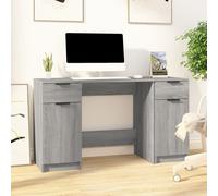 Desk Grey Sonoma 133x50x75cm Engineered Wood Modern Study Desk with Side Cabinet