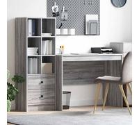 Desk Grey Sonoma Engineered Wood 145.5x50x127cm 2 Drawers Highboard Set Included