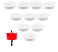 Desk Grommet 10Pcs Set, White Desk Cable Grommets with 60mm Hole Saw, Wire Hole Covers Organizer for Home Office Table