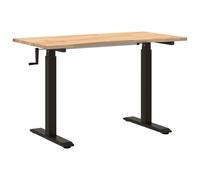 vidaXL Desk with Storage Black and Natural 120 x 60 cm Solid Oak Wood
