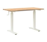 Adjustable Desk White/Natural 120x60cm Solid Oak Top Steel Frame Height Up/Down+