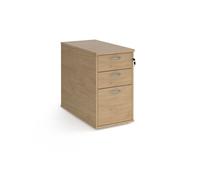 Desk high 3 drawer pedestal with silver handles 800mm deep - Kendal Oak
