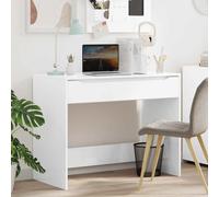 Desk High Gloss White 100x50x78cm Engineered Wood 1 Drawer Minimalist HomeOffice