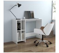 Desk High Gloss White 102.5x35x75 cm Engineered Wood Writing 2 Shelves Slim Pro