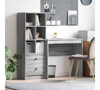 Desk & Highboard 125.5x40x127 cm Grey Sonoma Engineered Wood 2 Drawers for Home