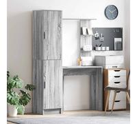 Desk & Highboard Grey Sonoma 113.5x39x168cm Engineered Wood 2 Hinge Doors Office