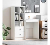 Desk & Highboard Set 105.5x34x127cm White Engineered Wood 2 Drawers Home Office
