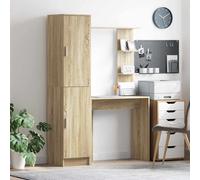 Desk & Highboard Set Engineered Wood Sonoma Oak 113.5x39x168cm 2 Hinge Doors Pro