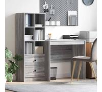 Desk & Highboard Set Grey Sonoma 125.5x50x127cm Engineered Wood 2 Drawers Modern