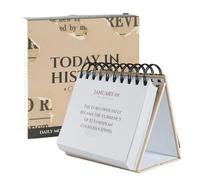 Desk History Calendar - Perpetual Daily Facts, Educational World Event Planner Using Material, Learning Accessory Including Compact Display Intended for Home Office Study Room Bedroom Classroom