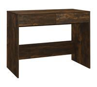 Desk Smoked Oak 101x50x76.5cm Engineered Wood 2-Drawer Home Office Modern Table