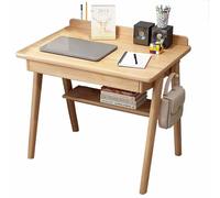 Desk Home Office Workstation Mid-Century Modern Walnut Sit Stand Computer Desk with 2 Drawers and Shelves