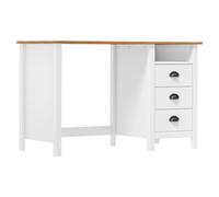 Desk Honey Brown Solid Pine 120x50x74cm 3 Drawers 1 Shelf Cup Handles for Home