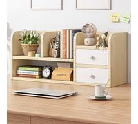 Desk Hutch, Desktop Display Rack, Wooden Desk Shelving Desktop Hutch for Computer Desk, Office Home Organizer Shelf with Shelves and Drawers,82X17X30CM,white