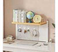Desk Hutch Dorm, Clamp-on Desktop Bbookshelf Organizer with Pegboard | Desk Shelf for Top of Desk, Metal 1/2 Tier Modular Storage Shelves for Home Office School(WhiteA,1-TIER-L60CM/23.6IN)