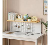 Desk Hutch Dorm, Clamp-on Desktop Bbookshelf Organizer with Pegboard | Desk Shelf for Top of Desk, Metal 1/2 Tier Modular Storage Shelves for Home Office School(WhiteA,1-TIER-L100CM/39.4IN)
