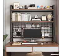 Desk Hutch Top Only, Vintage Metal And Wood Desktop Bookshelf Storage - Multipurpose Dorm Room Desk Hutch for Office or Home Organization