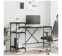 Desk Industrial Black Oak 135x50x90cm Engineered Wood 3 Shelves Sturdy HeavyDuty