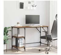 Desk Industrial Old Wood 120x50x75 cm Engineered Wood 3-Shelf Storage Heavy-Duty