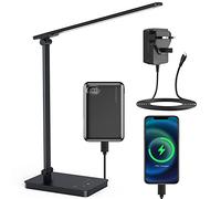 Desk Lamp Eye Caring LED Table Lamp Dimmable Bedside Lamp with 2 USB Charging Ports and 10 Brightness Levels x 5 Colour Modes Touch Control Daylight Lamps for Office, Bedside, Reading- Auto Timer
