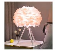Desk Lamp Goose Feather Table Lamp Modern LED Table Lamp for Bedroom Feather Lampshade (Color : 4 Lampshade Color : Black White) (1 Pink White)