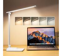 Desk Lamp LED Table Lamp,15 Modes LED Desk Lamp,Dimmable Bedside Lamps with Timer,Multi-Powered Table Lamps for Study, Reading Light,Adjustable Desk Light,White Bedside Lamp for Bedroom,Home,Office