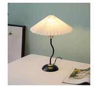 Desk Lamp Pleated Umbrella Table Lamp Swing Wrought Iron Master Bedroom Living Room Bedside Lamp E27 12W LED Desk Lamp for Bedside Girl Retro White Black