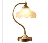 Desk Lamp, White Magnolia Flower Type Nano Electroplating Copper Table Lamp with Push Button Switch, E27 42cm, Living Room Bedroom Bedside Reading