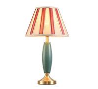 Desk Lamps For Reading Bedside Table Lamp Pleated Fabric Lampshade Bedroom Light American Ceramic Copper Nightstand Lamp Bedroom Living Room Lamps For Living Room-One Color-Push button