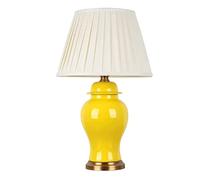 Desk Lamps For Reading Ceramic Table Lamp Bedside Lamp Jingdezhen Glazed Study Reading Light For Bedroom Living Room Lamps For Living Room-Yellow-Push Button