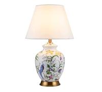 Desk Lamps For Reading Hand-Painted Flower And Bird Glazed Ceramic Table Lamp Bedroom Living Room Study Nightstand Lamp Lamps For Living Room-Push Button-40 * 65cm