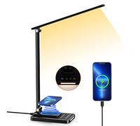 Desk Lamps for Study,Eye Protection Table Lamp with Night Light, 5 Light Modes x 5 Levels of Brightness, Touch Control, USB Charging Port, Auto Timing Bedside Lamp, for Home,Office,Reading,Work,Study