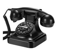 Desk Landline Telephone Mechanical Bells Ringing Retro Dialling Pad Corded Operate Redial Capability ABS Materials Retro Landline Telephone With Redial Function