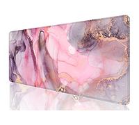 Desk Mat, 32" x 12" XXL Extended Large Gaming Mouse Pad, Desktop Decor Desk Pad, Cute Men Women Office Supplies and Accessories, XL Mouse Mat for Laptop & Keyboard, Red Pink Marble