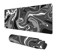Desk Mat, Abstract Black White Ink Liquid Waves Extended Gaming Mouse Pad Large, 31.5"x11.8" Big Mouse Pad with Non-Slip Base and Stitched Edge, Long Computer Keyboard Mouse Mat for Home Office Work