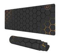 Desk Mat, Black Gold Honeycomb Technology Extended Gaming Mouse Pad Large, 31.5"x11.8" Big Mouse Pad with Non-Slip Base and Stitched Edge, Long Computer Keyboard Mouse Mat for Home Office Work