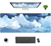 Desk Mat Blue and White Puffy Clouds Desk Pad Cute Gaming Mouse Pad XL Large Mousepad Anime Desk Matt for Desktop, Laptop Computer Keyboard Mouse Mat for Women Office Decor Accessories 31.5x11.8 in