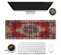 Desk Mat,Boho Carpet Style Large Gaming Mouse Pad for Desk XL,Boho Rug Desk Pad,Extended Big Computer Keyboard Mouse Pad with Non-Slip Base and Stitched Edges 31.5"x11.8"