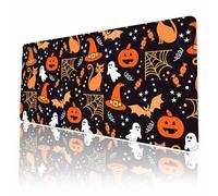 Desk Mat Cartoon Orange Halloween Pattern Desk Pad Large Mouse Pad Gaming Mousepad Extended XXL Keyboard Pad 35.4 x 15.7 in Laptop Computer Mouse Keyboard Mat for Office Decor