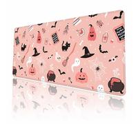 Desk Mat Cartoon Pink Halloween Pattern Desk Pad Large Mouse Pad Gaming Mousepad Extended XXL Keyboard Pad 35.4 x 15.7 in Laptop Computer Mouse Keyboard Mat for Office Decor