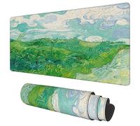 Desk Mat, Field Landscape Oil Painting Extended Gaming Mouse Pad Large, 35.4"x15.7" Big Mouse Pad with Non-Slip Base and Stitched Edge, Long Computer Keyboard Mouse Mat for Home Office Work