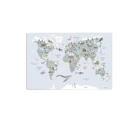 Desk Mat for Children - "World Map Animals Blue German" - 60 x 40 cm - Made in Germany