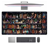 Desk Mat Forest Library Book Mouse Pad Big Desk Pad XXL Extended Gaming Large Mouse Pad for Desk Rubber Base Mousepad with Stitched Edges, Keyboard Mouse Mat for Work Game Office Home 31.5x15.7 in