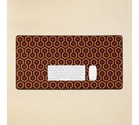 Desk Mat Geometric Pattern: Looped Hexagons: Orange/Red/Black Large Gaming Mouse Pad 35x16 inch