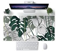 Desk Mat Green Plant Leaf Large Mouse Pad Desk Pad Tropical Boho Desk Accessories for Women Office Decor Laptop Keyboard Mouse Mat XXL Mousepad 31.5''X15.7'' Non-Slip Rubber Base with Stitched Edges